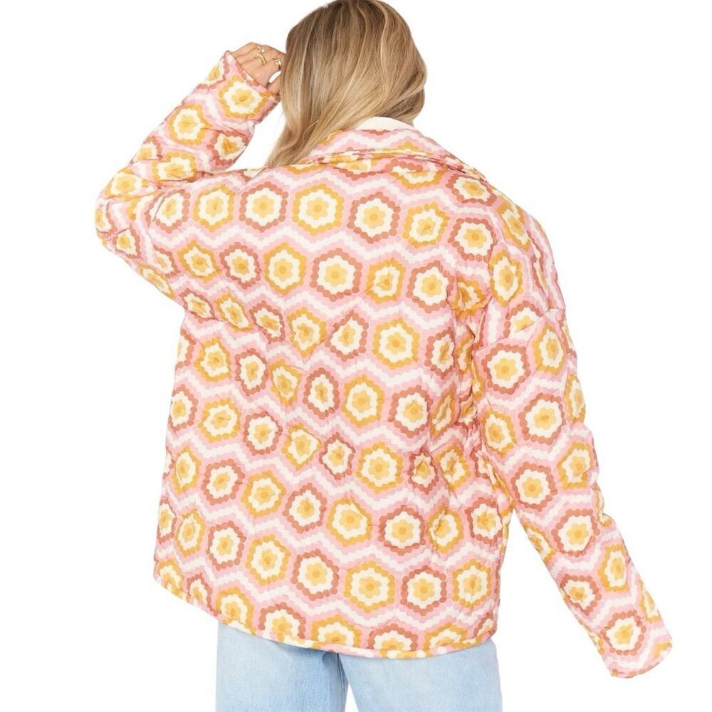 Show Me Your Mumu BOHO Powder Puffed Honeycomb Daisy Bomber Jacket - Picture 5 of 14